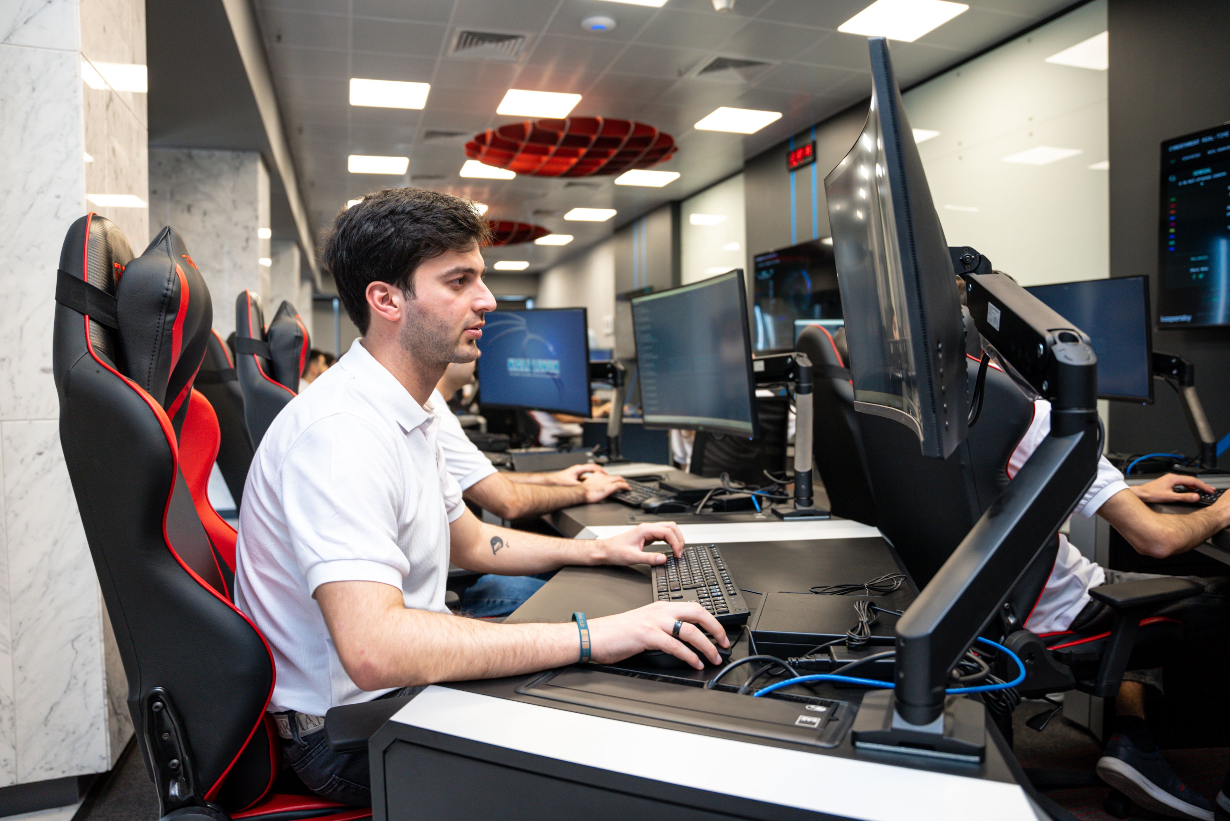 Technical support workspace with computer workstations